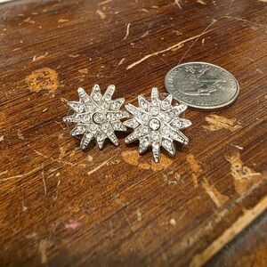 Silver Starburst Crystal Earrings